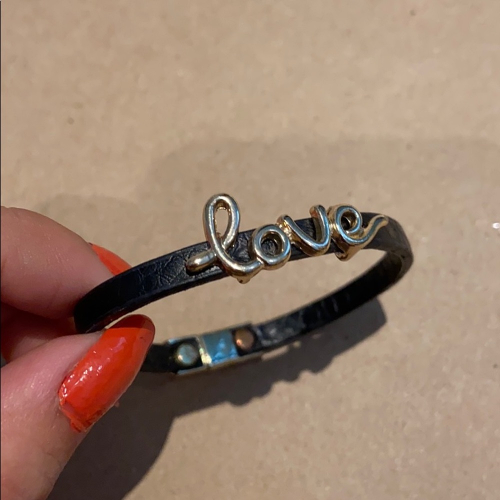 Faux Leather Love Bracelet